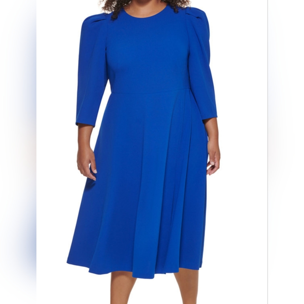 Calvin Klein Plus Size Puff Sleeve Midi Dress 20W